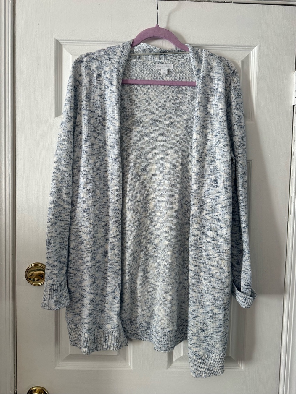 Charter Club Open-Front Heathered Blue  Cardigan